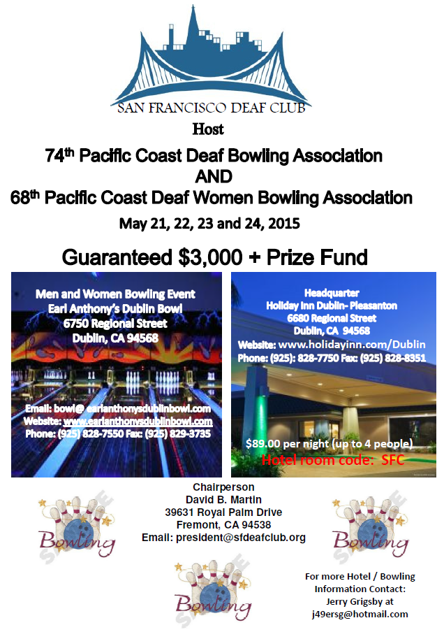 SFDC - Pacific Coast Deaf Bowling Association - May 22-24