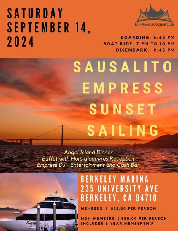 Sausalito Empress Sunset Sailing - Sept 14, Saturday